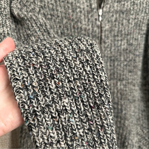 J.Jill Long Sweater Cardigan Black Grey White Speckled Zip Up Sweater Size Small - Picture 5 of 8